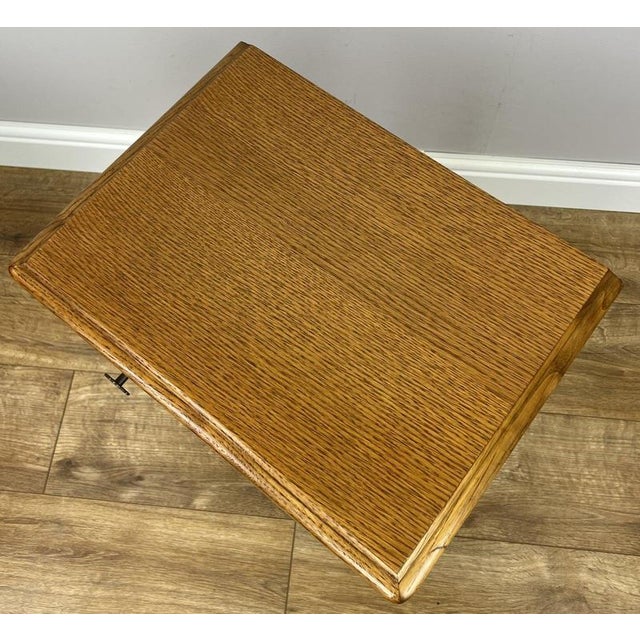 Brown French Louis Oak Bedside Tables with Marble Tops, Set of 2 For Sale - Image 8 of 11
