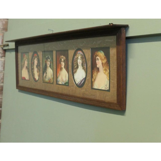 6 Pre-Raphaelite Portraits Mounted in an Oak Shelf For Sale - Image 6 of 7