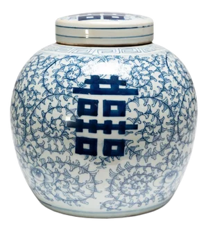 Chinese Blue and White Double Happiness Spice Jar