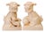 Large Scale Vintage Monochrome Blush Pink Glazed Ceramic Foo Dogs - A Pair For Sale