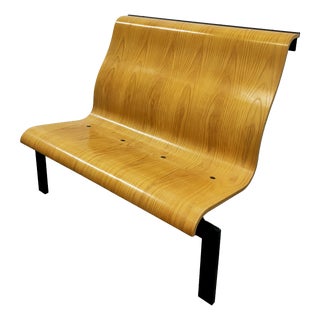Vintage Wooden Steel Bench, 1970 For Sale