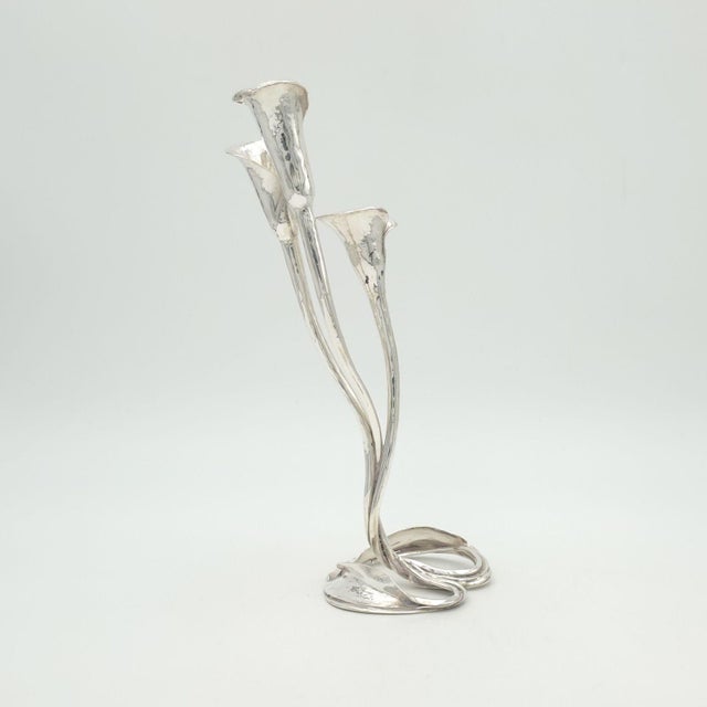 Realism Silver Calla Lily Vase, Circa 1970 For Sale - Image 3 of 10