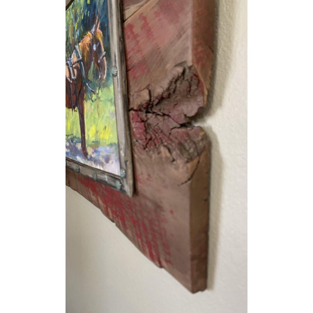 "Half Hitched" ~ Lorie Batson, Original Oil Painting. Portrait of an Amish Horse Stands in a Colorful Summer Background For Sale - Image 12 of 12