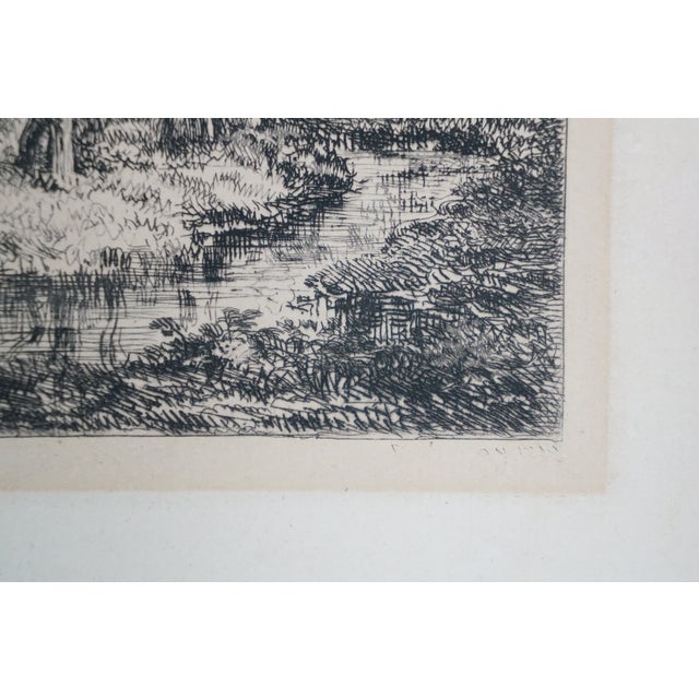 Antique 1868 Charles Francois Daubigny the Orchard Creek Etching 12" For Sale - Image 6 of 10