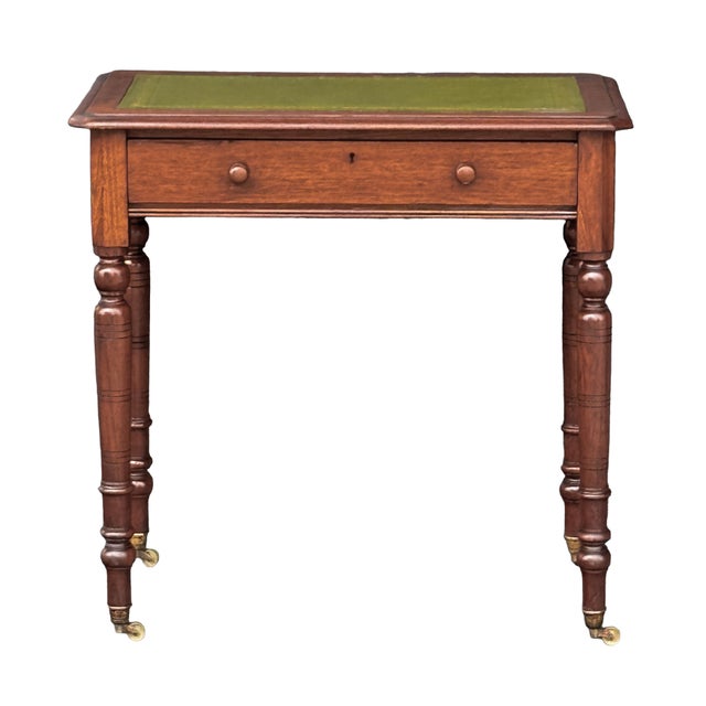 English English Diminutive Writing Table or Desk of Walnut With Inset Leather Top For Sale - Image 3 of 14