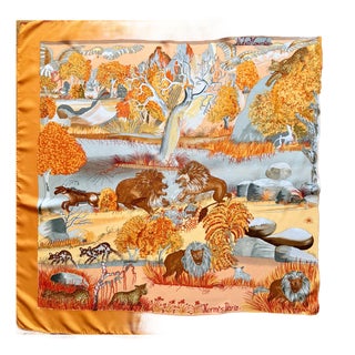 Hermès Nuba Mountain 1997 Silk Scarf Designed by Sefidin For Sale