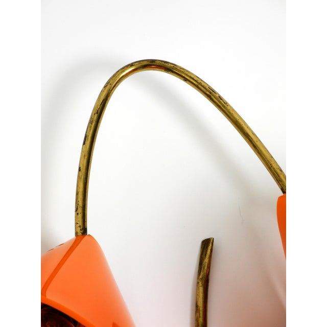 Large Italian Mid-Century Modern Brass Wall Lamp with Orange Acrylic Glass Shades, 1950s For Sale - Image 16 of 18