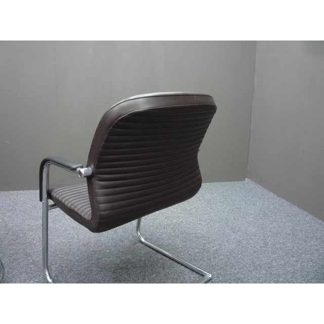 Brown Set of Leather Conference Chairs by Wilkhahn, 1980s For Sale - Image 8 of 16