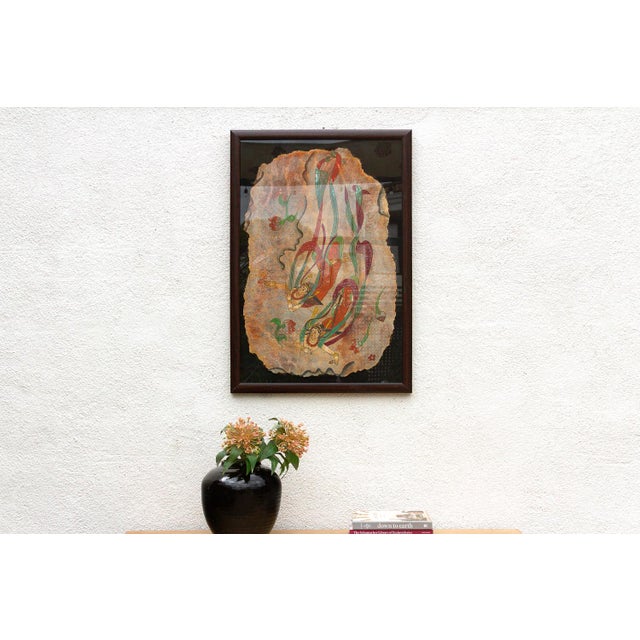 This striking framed panel is a magnificent vintage artwork executed in the challenging and specialized Fresco Style,...