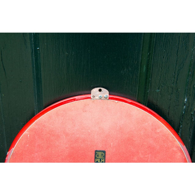 Red Large Alarm Clock Shaped Wall Mirror For Sale - Image 8 of 11
