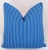Large custom-made pillow in a vintage/never used woven blue and white cotton fabric. Pillow back off-white velvet fabric....