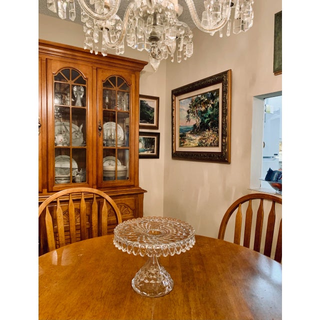 Art Deco 1930s Art Deco Clear Crystal Geometric Pie or Cake Dish For Sale - Image 3 of 9