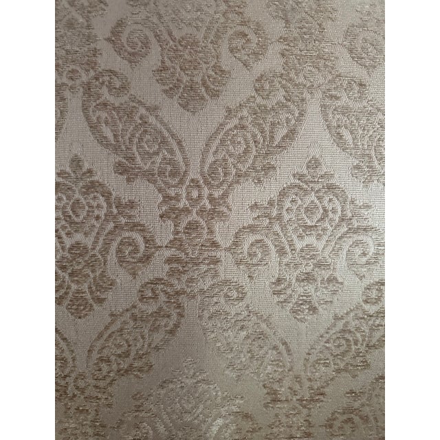 Pair of Sherrill Carved Wood Damask Armchairs With Nailhead Trim Pair of Sherrill Carved Wood Damask Armchairs With Nailhead Trim For Sale - Image 11 of 17