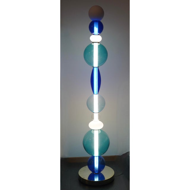 2000 - 2009 Murano Totem Glass and Brass Floor Lamp, 2000s For Sale - Image 5 of 12