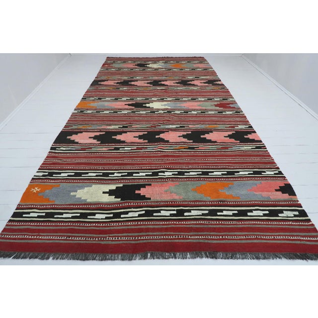 Mid 20th Century Anatolian Turkish Kilim Rug-6′8″ × 13′3″ For Sale - Image 13 of 13
