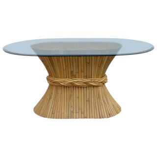 McGuire Oval Sheaf of Wheat Dining Table For Sale