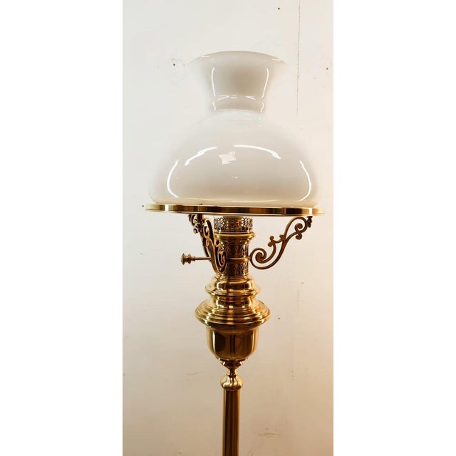 Brass and Opal Glass Floor Lamp For Sale - Image 14 of 18