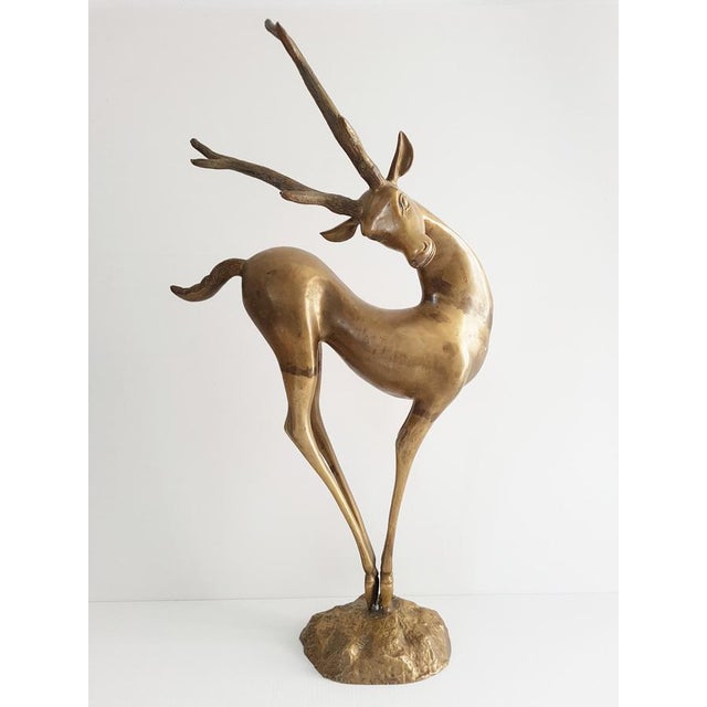 Dancing Stag, Antelope, Doe, and Fawn in Gilded Brass, 1970s For Sale - Image 11 of 11