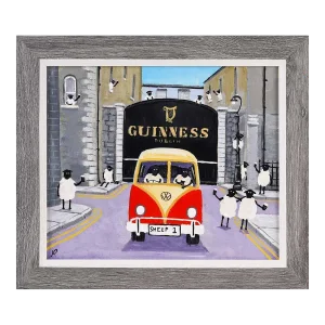 Sheep in a Vw Split Screen Camper Van at the Guinness Factory in Dublin Ireland