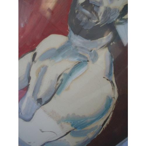 Impressionist Vintage 1950s Nude Male Portrait Painting Framed Original For Sale - Image 3 of 8