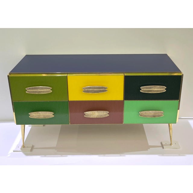 This contemporary modern graphic Pop Art design six-drawer dresser/sideboard is entirely handcrafted in Italy, with...