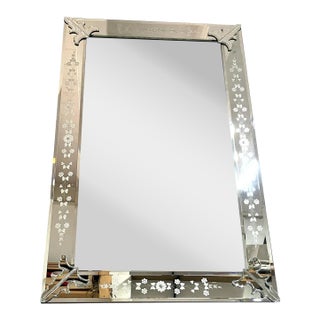 Luxury Venetian Hand-Carved Rectangular Wall Mirror – Murano-Inspired Design For Sale