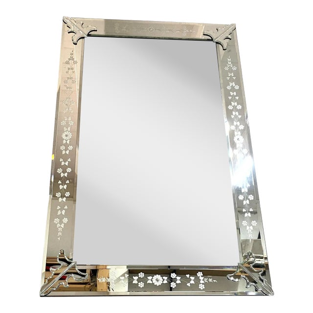 Luxury Venetian Hand-Carved Rectangular Wall Mirror – Murano-Inspired Design For Sale