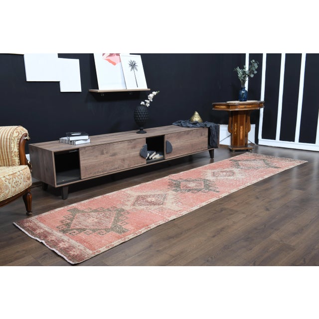 1970s Vintage Turkish Oushak Handmade Wool Cotton Red Area Rug For Sale - Image 4 of 12