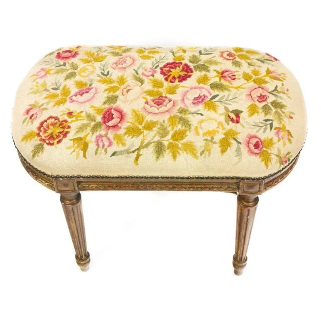 French Louis XVI Style Giltwood Tabouret For Sale - Image 3 of 7