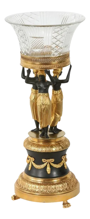 Empire Style Two Tone Gilt Pedestal / Cut Glass Tazza