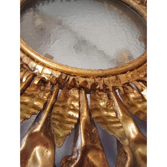 Gold Large Spanish Sunburst Flush Mount in Gilt Metal with Support, 1950 For Sale - Image 8 of 10