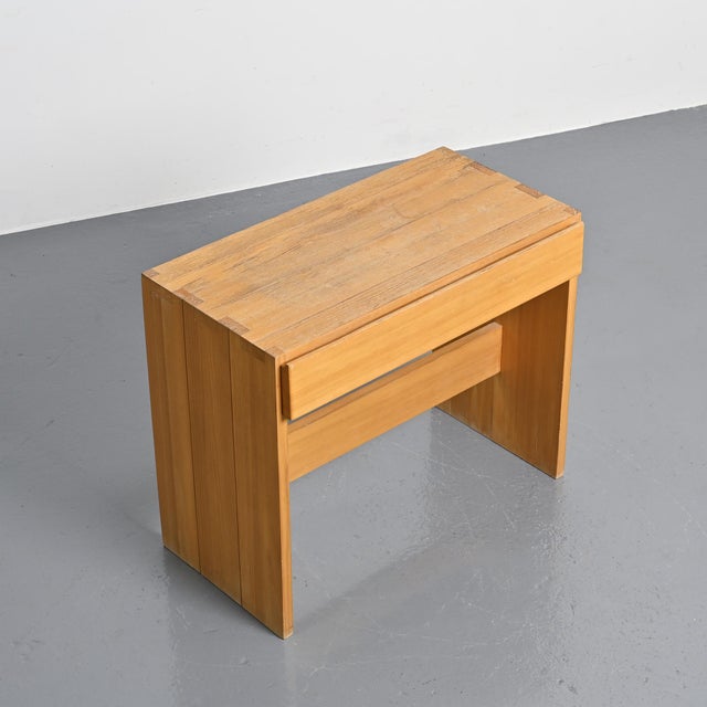 Brown Pine Desk from Maison Regain, France, 1970s For Sale - Image 8 of 9