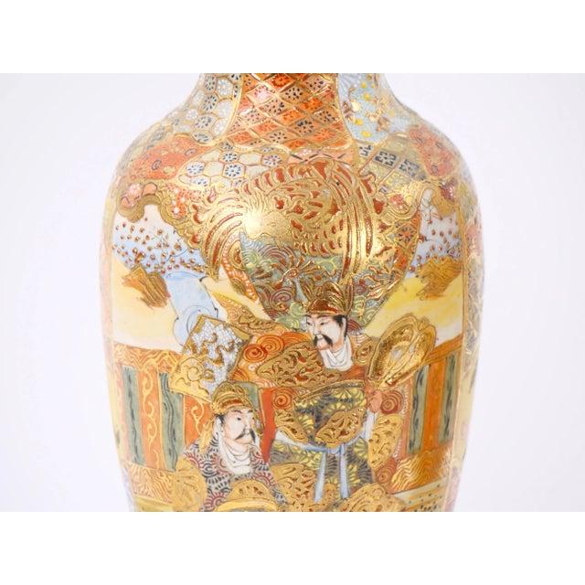 19th Century Hand Painted / Gilt Porcelain Satsuma Pair Vase For Sale In New York - Image 6 of 11