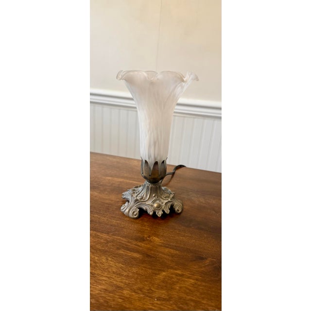 White Meyda Art Nouveau Tiffany Pond Lily Accent Lamp For Sale - Image 8 of 12