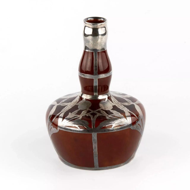 Porcelain Vase in Silver Braid in the Style of Art Nouveau from Crown Staffordshire For Sale - Image 3 of 8