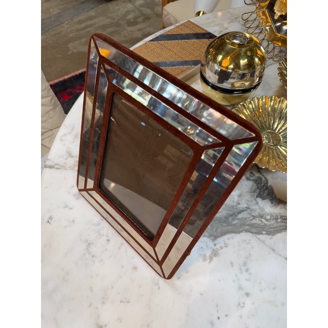 Italian Chrome and Burgundy Suede Picture Frame, 1970s For Sale - Image 9 of 9