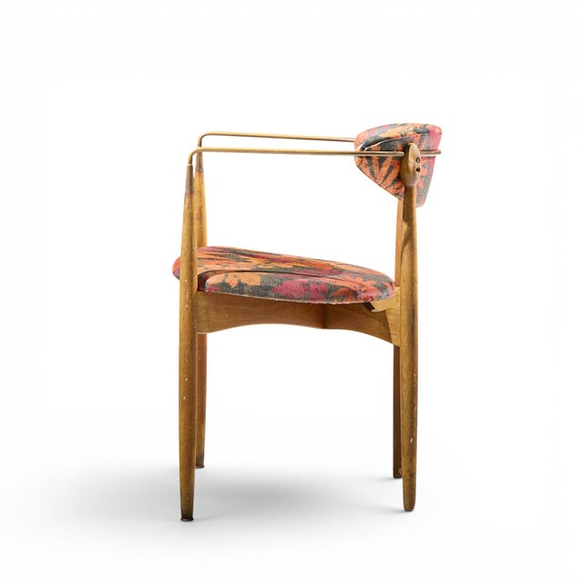 Selig Dan Johnson for Selig Viscount Mid Century Brass and Walnut Chair For Sale - Image 4 of 9