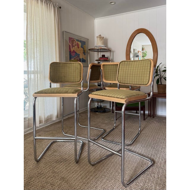A Classic Set of 4 Cesca Style Barstools in the Style of Marcel Breuer, Circa 1970s–80s. For Sale - Image 12 of 12
