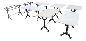 Antique Marble Bistro Tables, 1890s, Set of 8