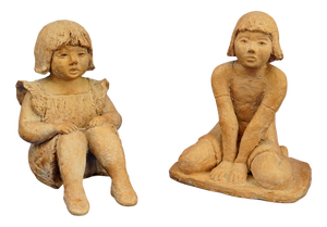 Terracotta Sculptures of Girls by Rosetta Calligaris, 1996, Set of 2