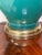 Mid 20th Century Vintage Teal & Brass Glass Lamp For Sale - Image 5 of 6