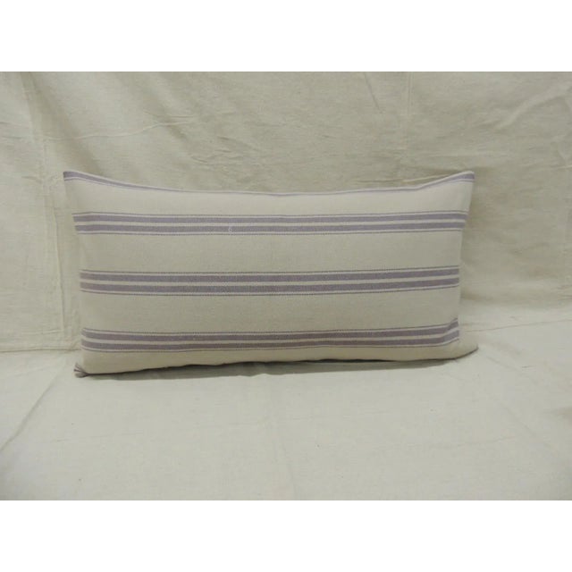 Modern Lavender and Natural Long Bolster Decorative Pillows - A Pair For Sale - Image 4 of 8