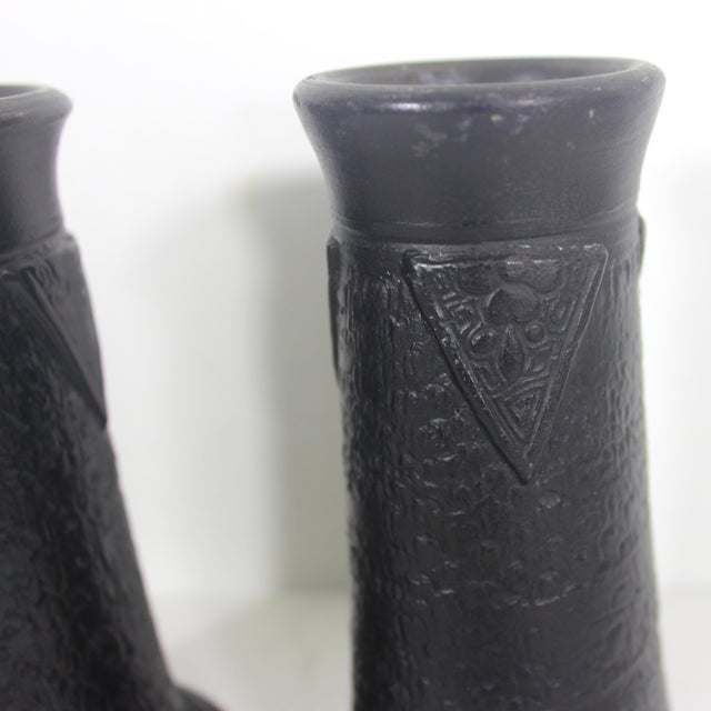 1891-1921 Antique Nippon Tokanabe Pottery Vases or Candleholders, Japan- a Pair For Sale - Image 6 of 11