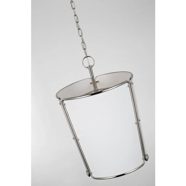 Visual Comfort Carrier & Company for Visual Comfort Signature Hastings Medium Pendant in Polished Nickel with White Shade For Sale - Image 4 of 5