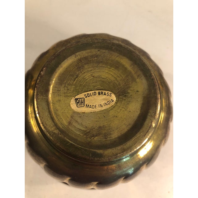 Metal Vintage Fluted Brass Planter, Footed For Sale - Image 7 of 7