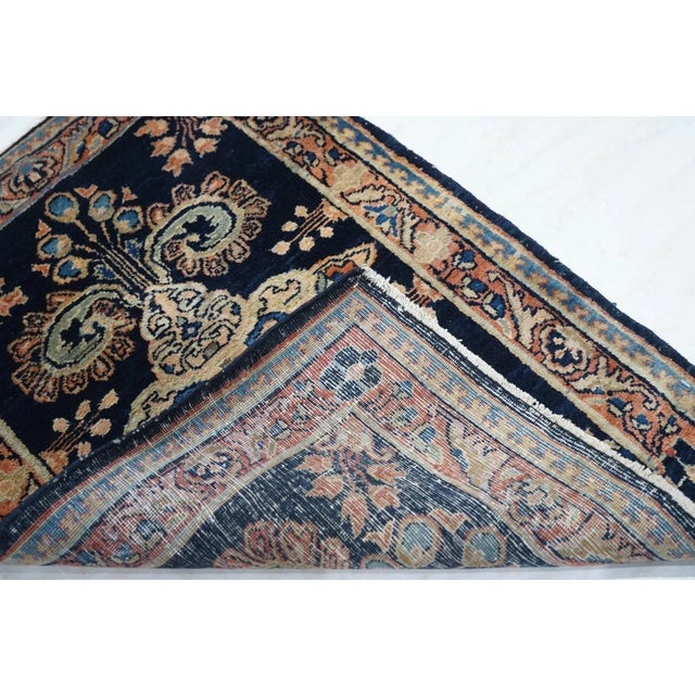 Blue Antique Mohajeran Sarouk Rug 1'9'' x 2'5'' For Sale - Image 8 of 9