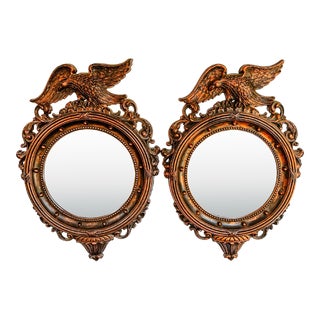 Pair of Vintage 1959 Dart Industries Coppercraft Guild Federal Style Eagle Mirrors, Bronze Finish Model 4007 For Sale