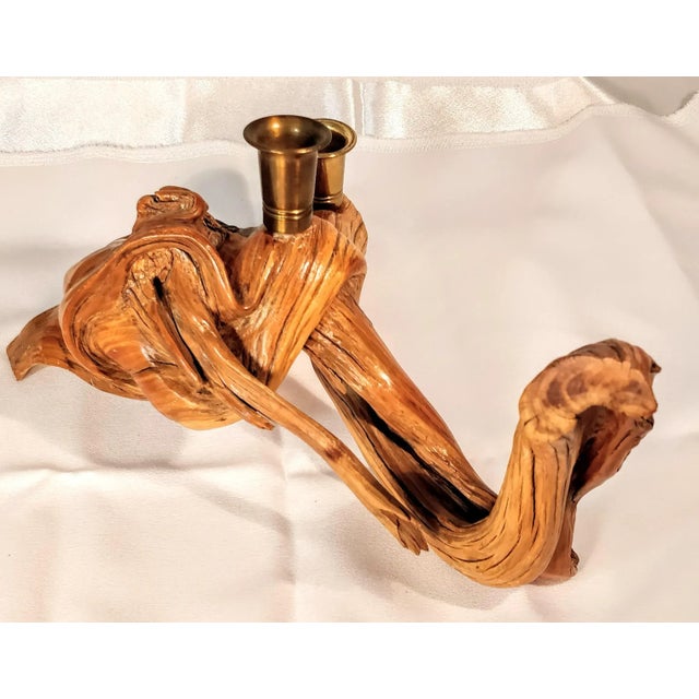 Rustic Vintage Driftwood Burlwood Candle Holder For Sale - Image 3 of 10
