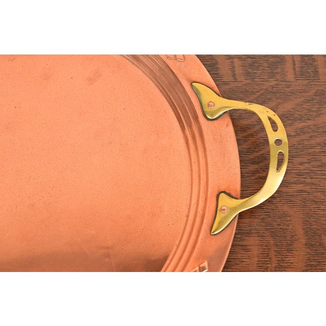 Roycroft Style Swedish Arts & Crafts Copper and Brass Handled Tray For Sale - Image 9 of 13