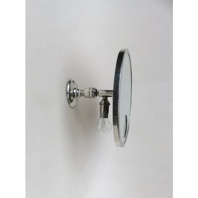 French Art Deco Nickel Le Mirophar Wall Mirrors with Magnifying Element & Light from Brot, Set of 2 For Sale - Image 15 of 18